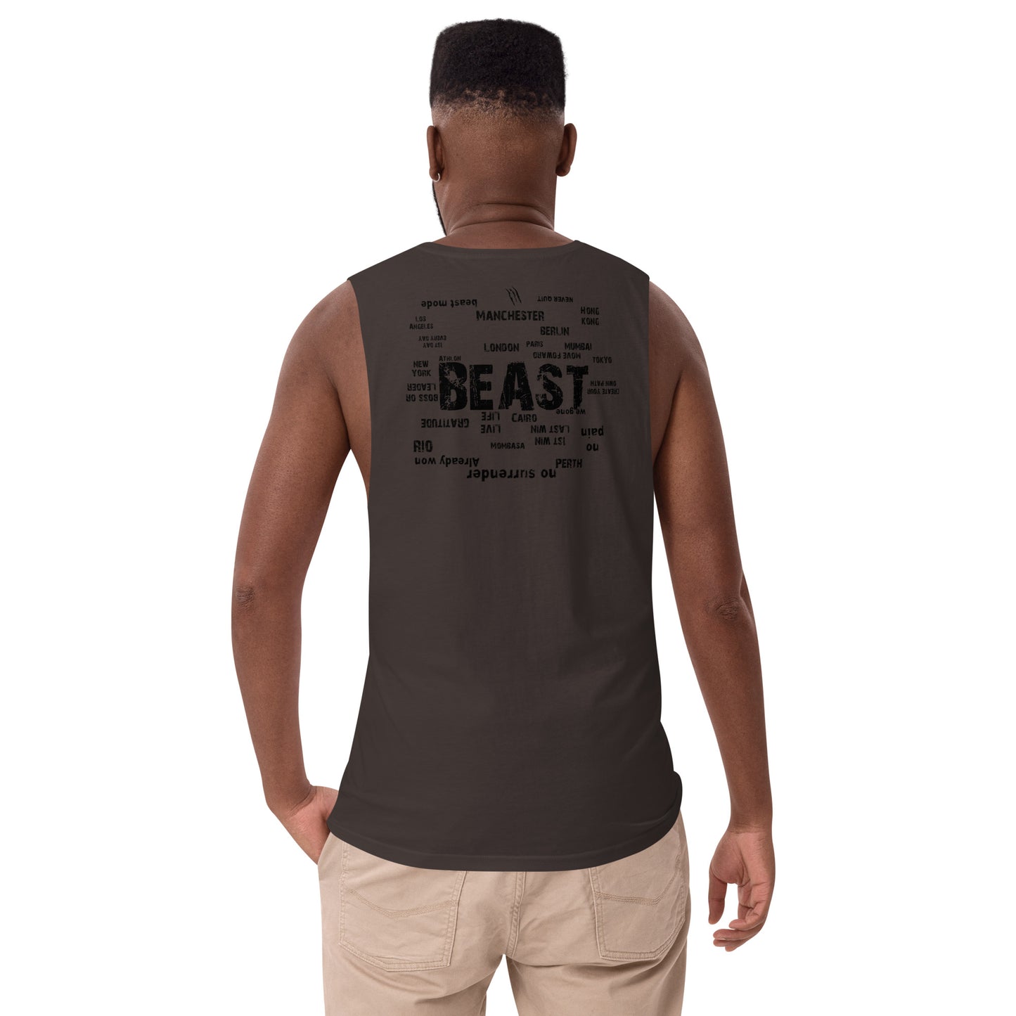 Around the World Beast Men’s drop arm tank top