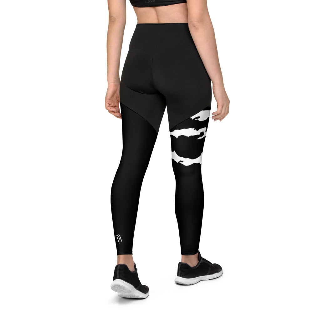 SCRATCH LEG BLACK Sports Leggings