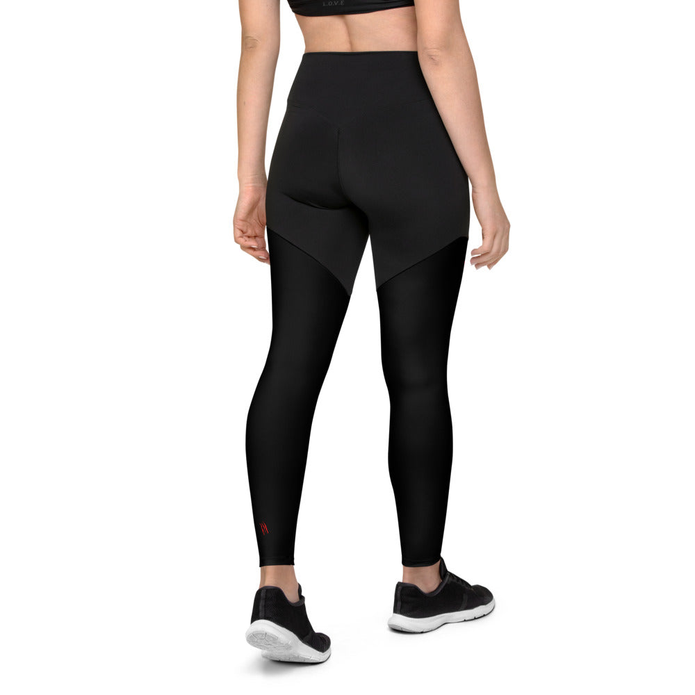 BLACK (red scratch) Sports Leggings