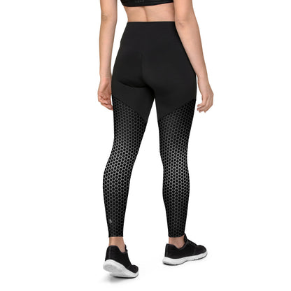 VORTEX BLACK (white scratch) Sports Leggings