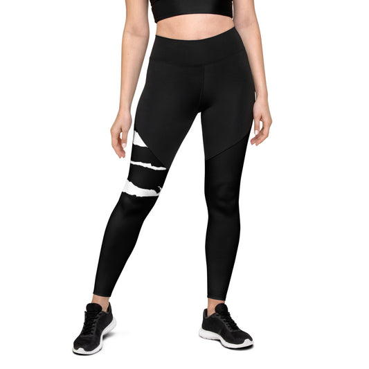 SCRATCH LEG BLACK Sports Leggings