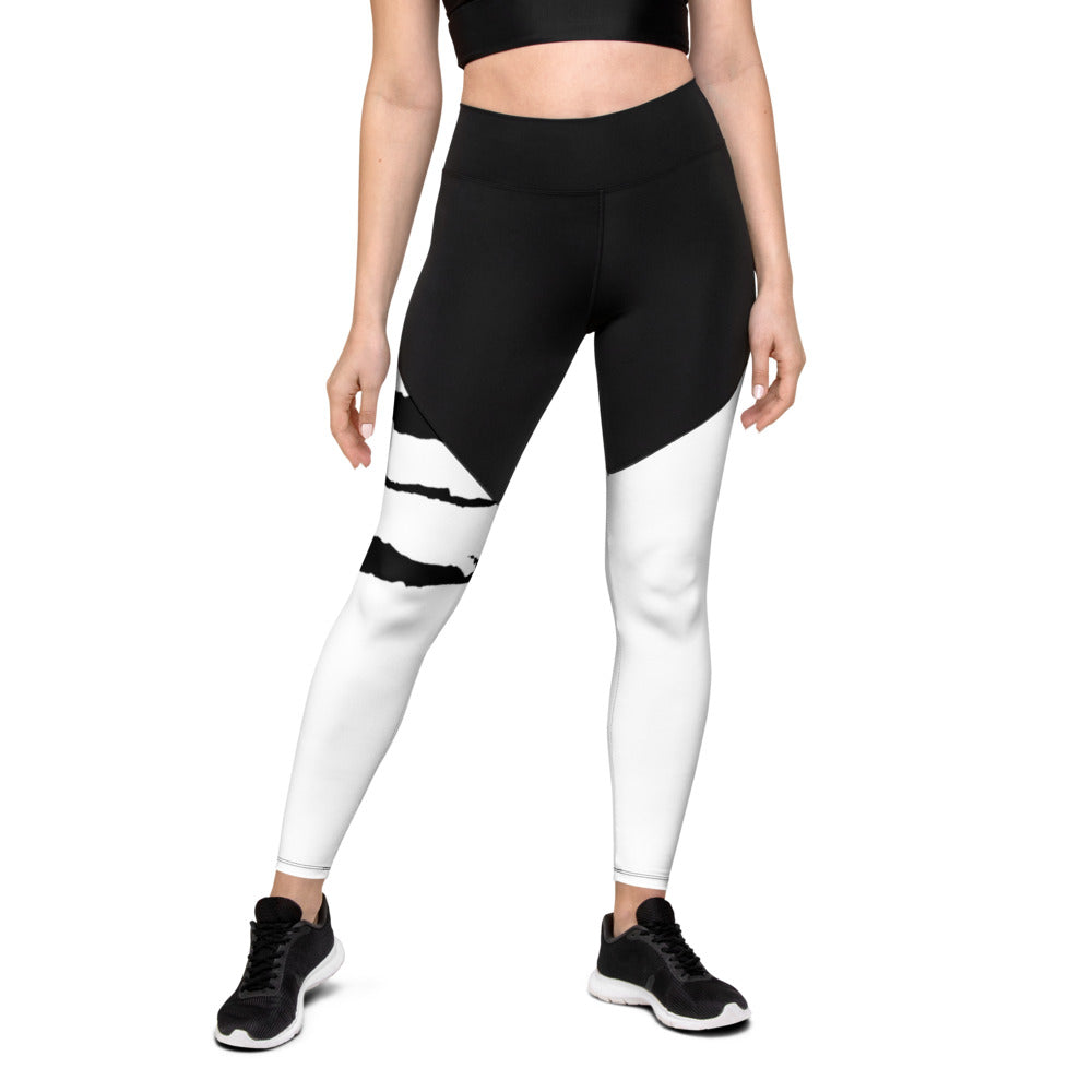 SCRATCH LEG WHITE Sports Leggings