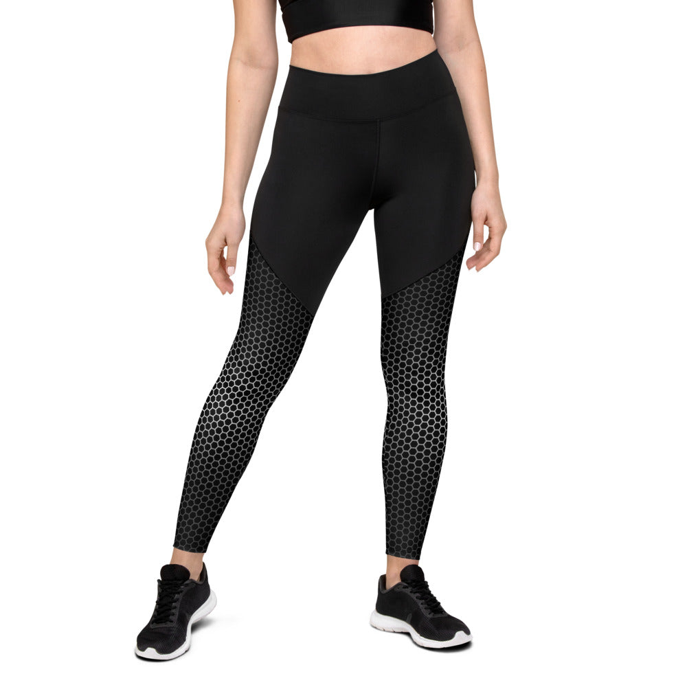 VORTEX BLACK (white scratch) Sports Leggings