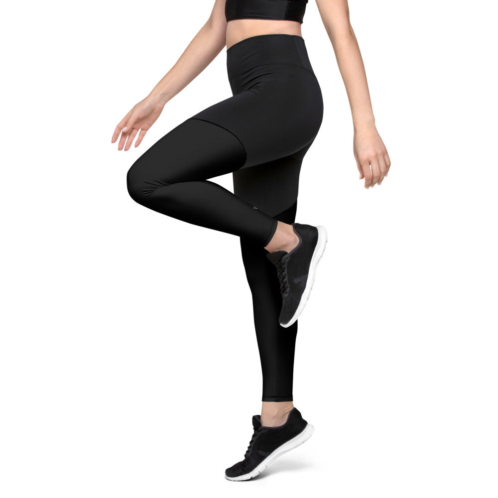 BLACK (white scratch) Sports Leggings