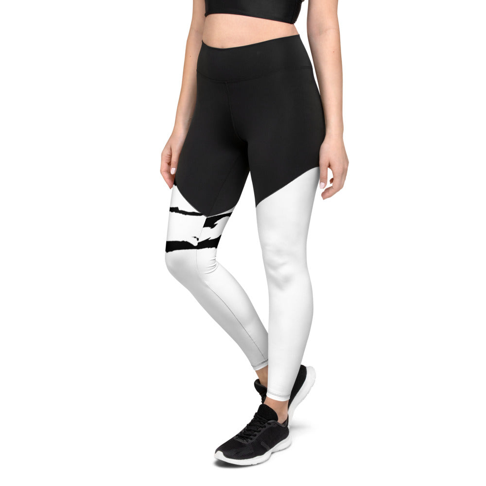 SCRATCH LEG WHITE Sports Leggings