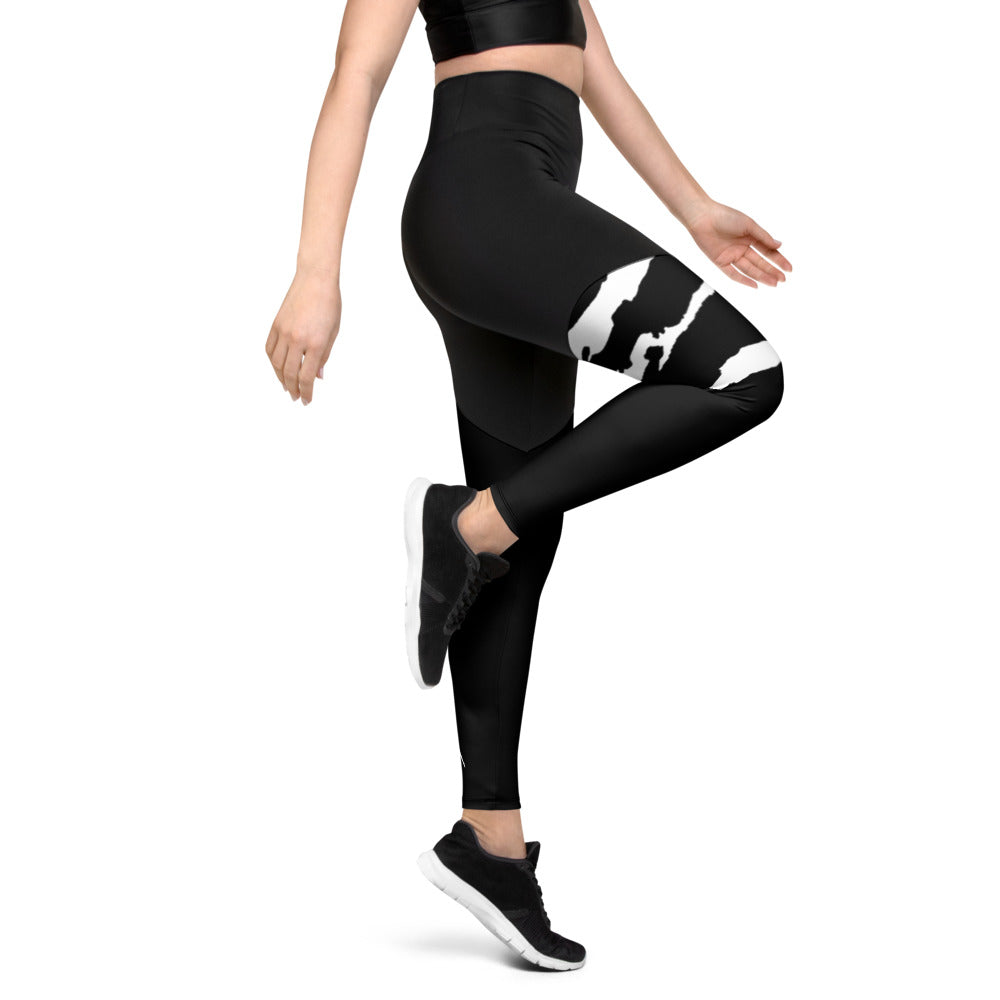 SCRATCH LEG BLACK Sports Leggings