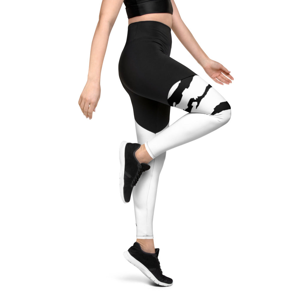 SCRATCH LEG WHITE Sports Leggings