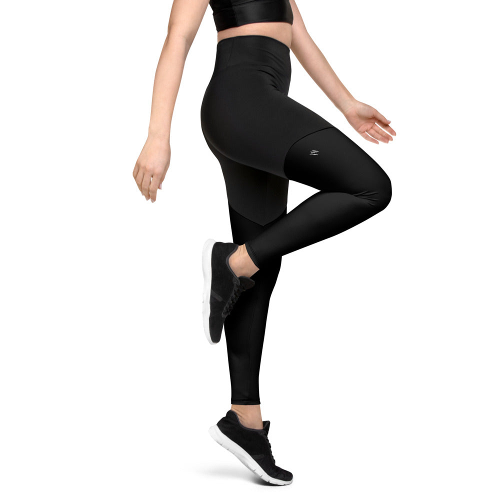 BLACK (white scratch) Sports Leggings