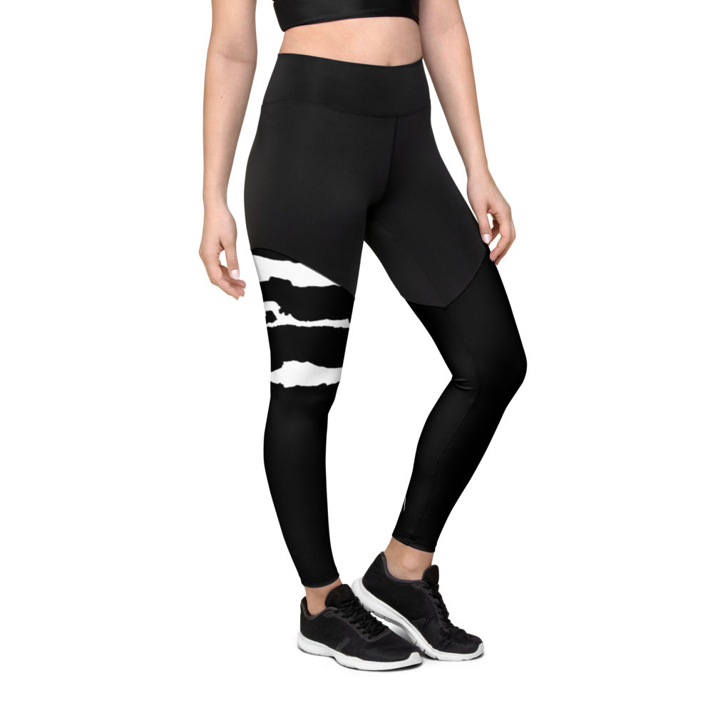 SCRATCH LEG BLACK Sports Leggings