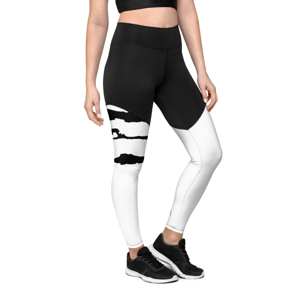 SCRATCH LEG WHITE Sports Leggings