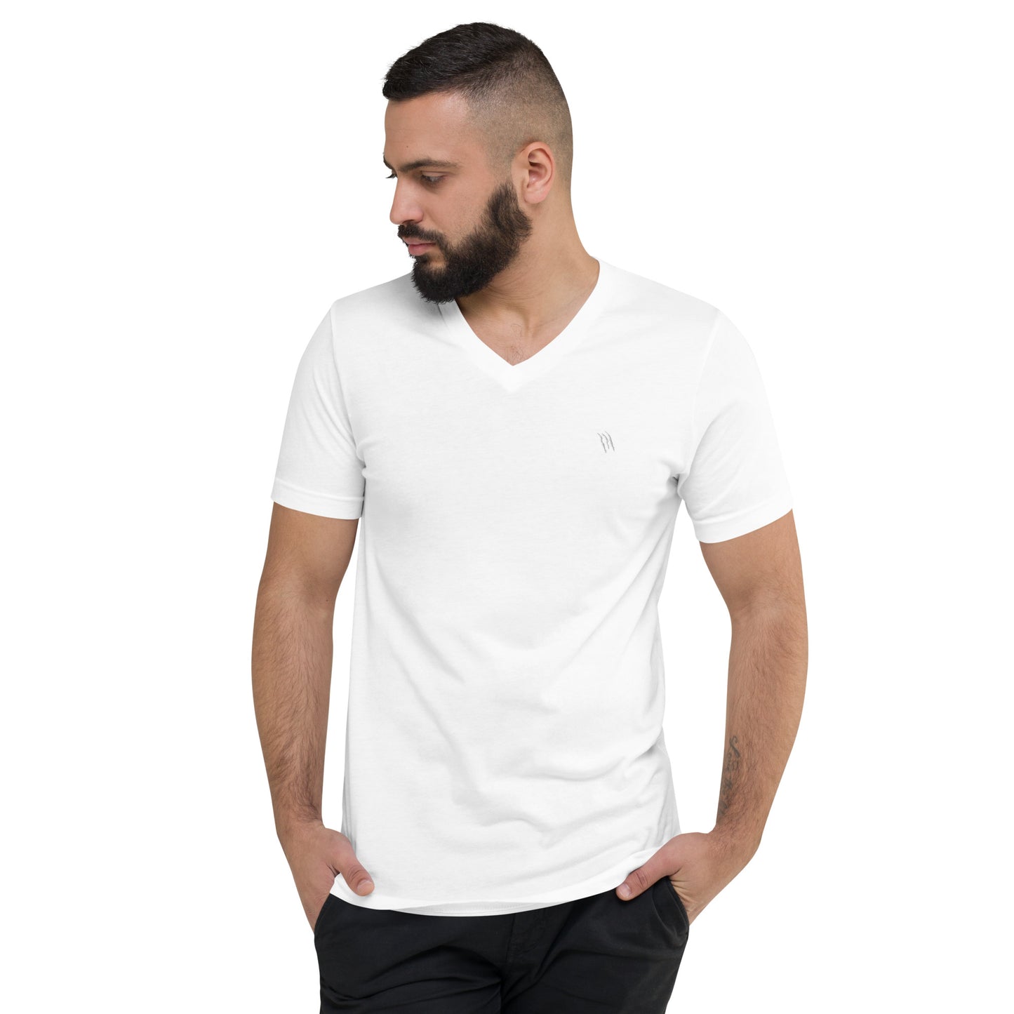 White V neck Scratch tee